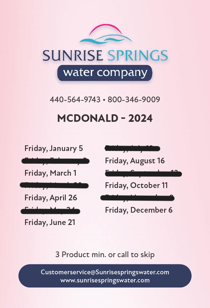 McDonald 2024 EOM 1524 Sunrise Springs Water Company